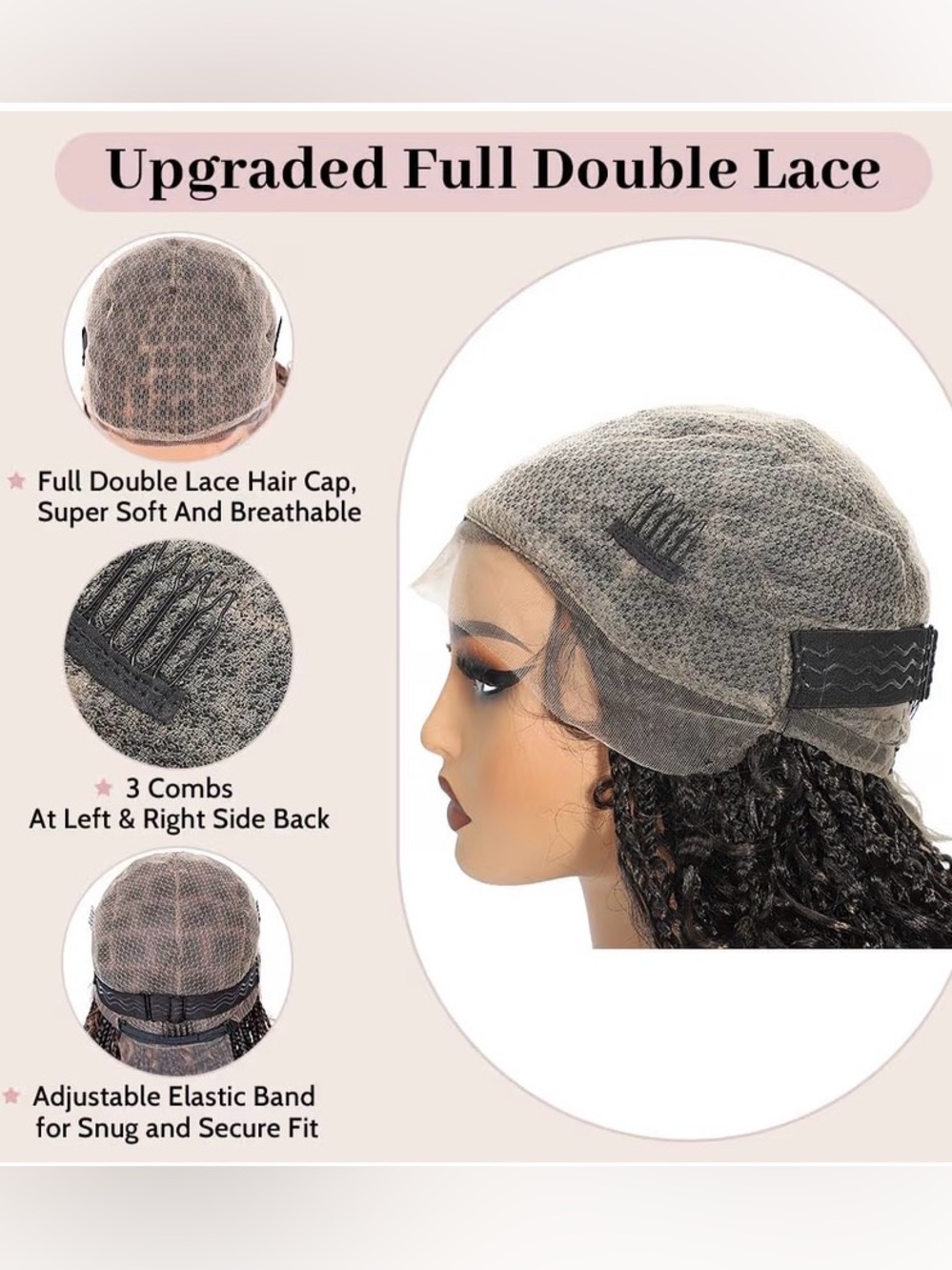 Synthetic Natural Black to Brown Ombre Braided Curly Wig Full Lace Cap #214 - Picture 15 of 16